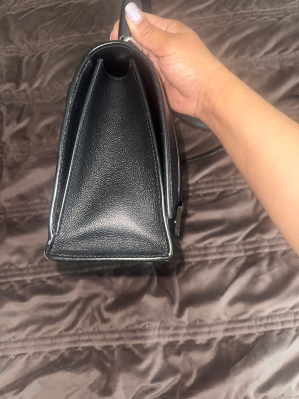 Balenciaga authentic Black Leather hourglass BB-Accent Top-Handle bag - Picture 8 of 11